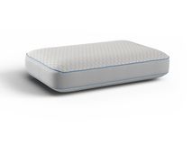 Wit Gel Memory kussen SNOW met blauwe bies.