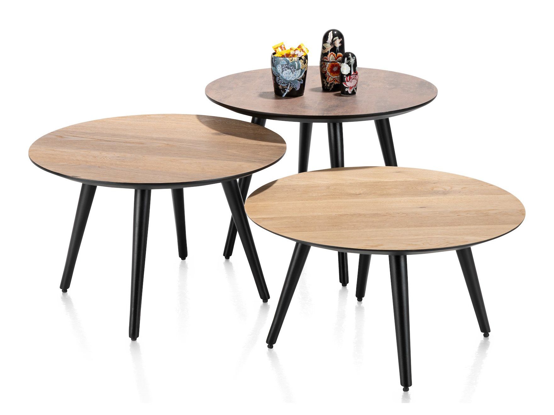 Salontafel rond 60 cm MAZE - Railway brown