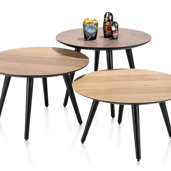 Salontafel rond 60 cm MAZE - Railway brown