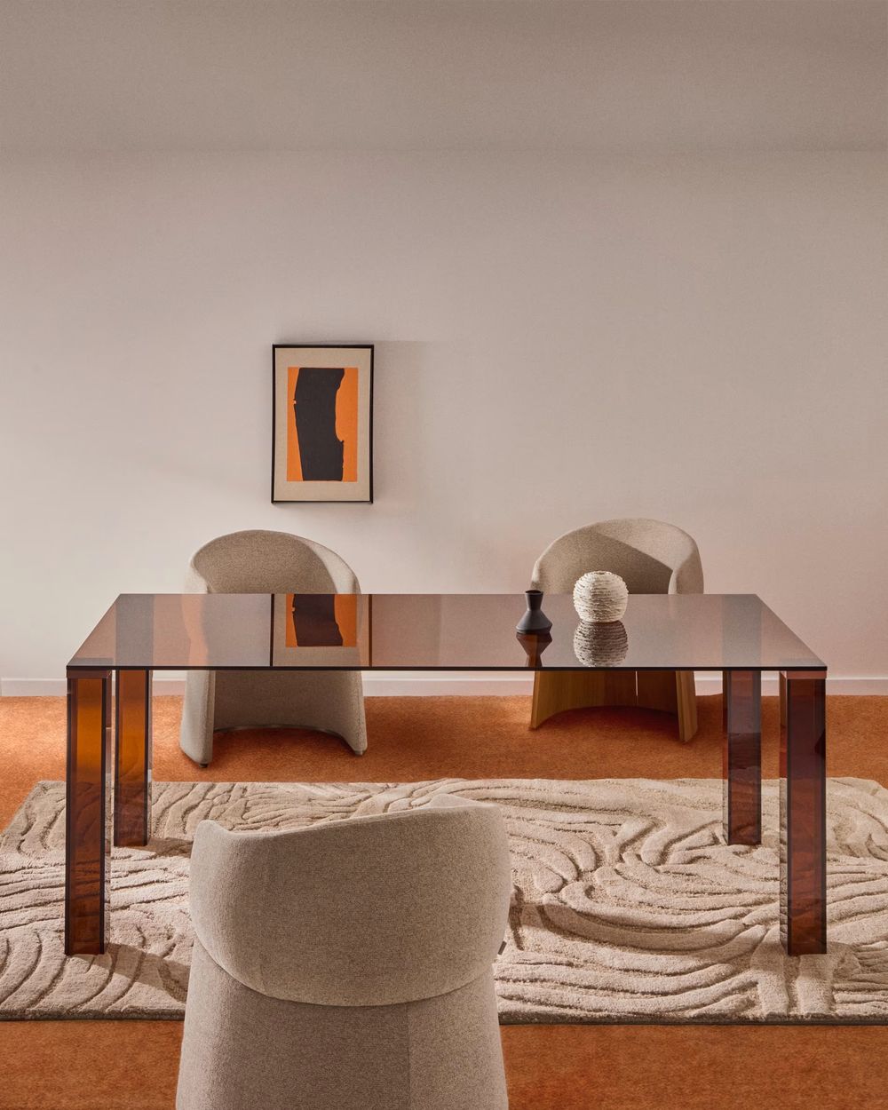 Eetkamertafel ADULARIA - Bruin Glas KAV T00240CR10