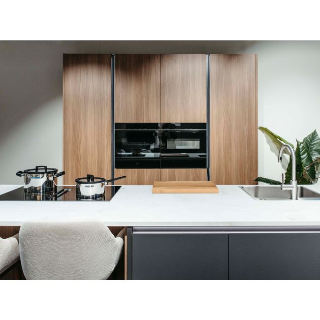 Keuken Sofie - Houtlook/Antraciet/Wit marmermotief