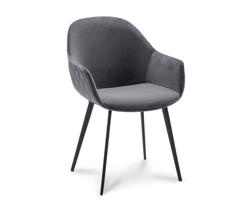 Set van 6 eetkamerstoelen CALVIN - Donkergrijs vel C-XLC-CA-SET6