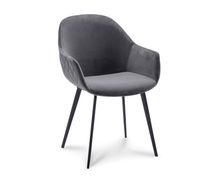 Set van 6 eetkamerstoelen CALVIN - Donkergrijs vel C-XLC-CA-SET6