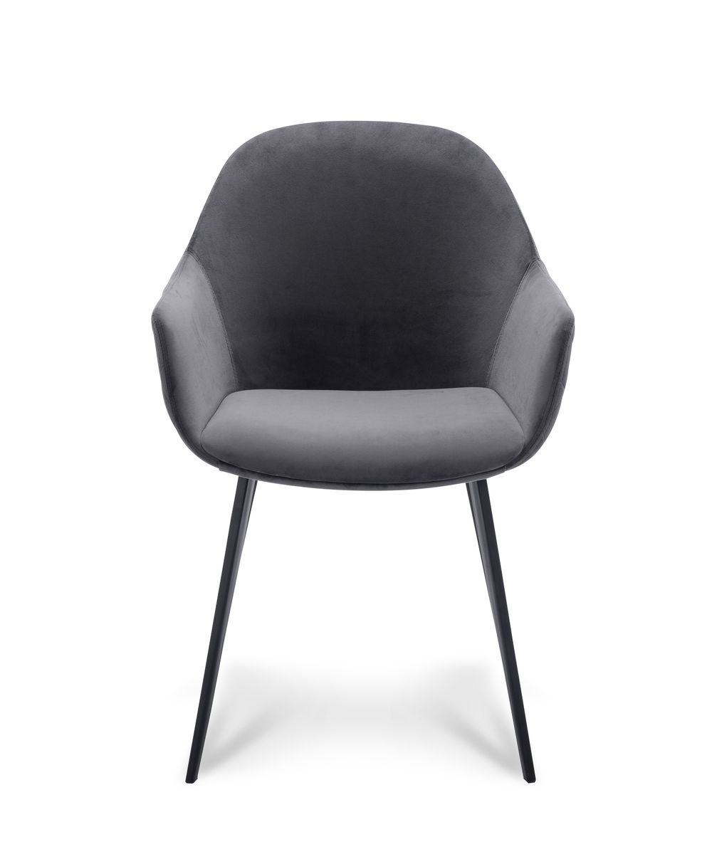 Set van 6 eetkamerstoelen CALVIN - Donkergrijs vel C-XLC-CA-SET6