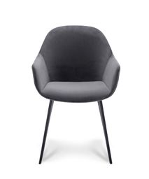 Set van 6 eetkamerstoelen CALVIN - Donkergrijs vel C-XLC-CA-SET6