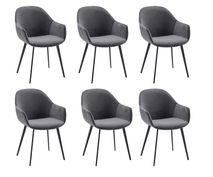 Set van 6 eetkamerstoelen CALVIN - Donkergrijs vel C-XLC-CA-SET6