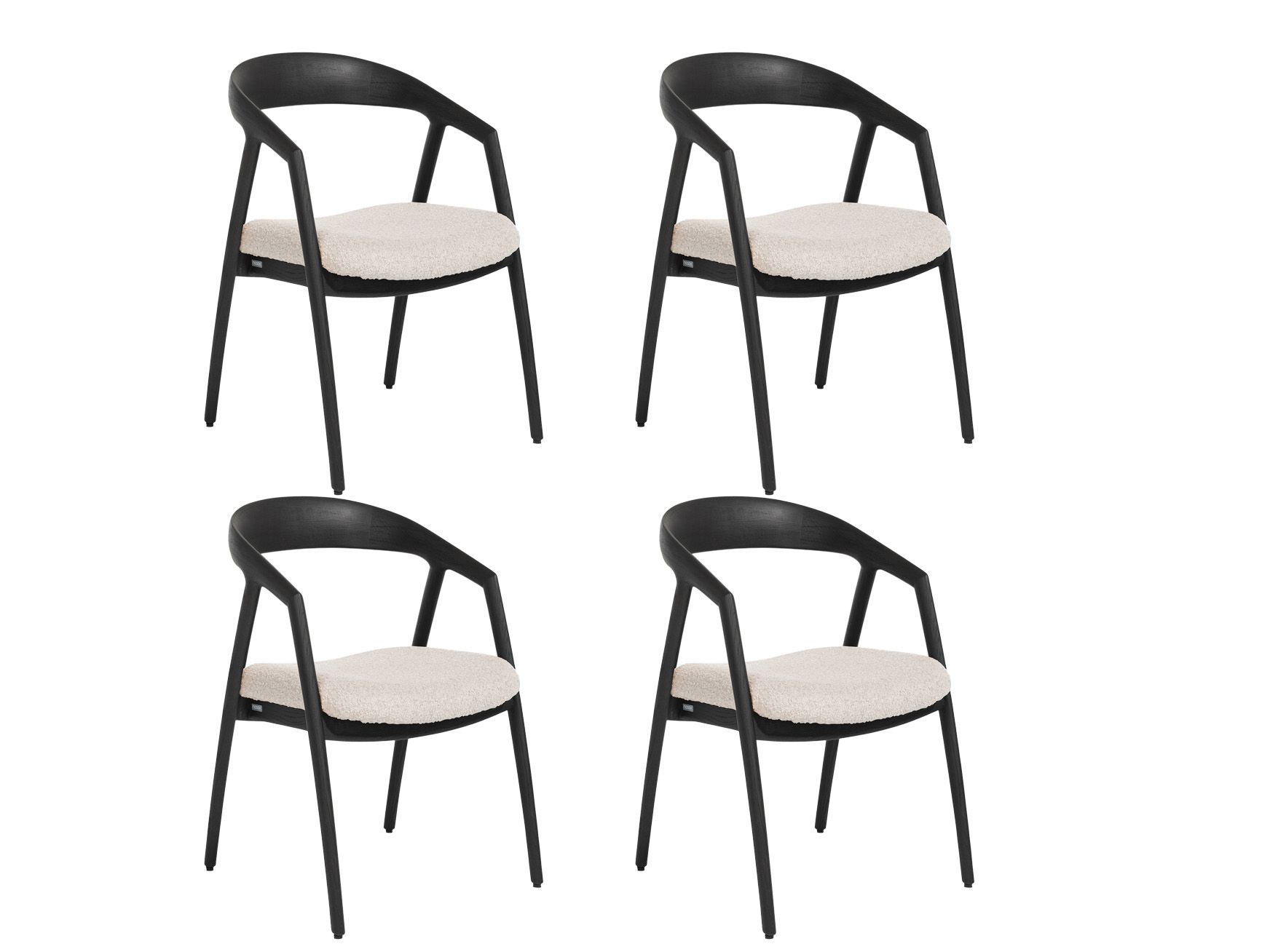 Set van 4 eetkamerstoelen DANTE - Antraciet/Crème C-XOO-309-SET1