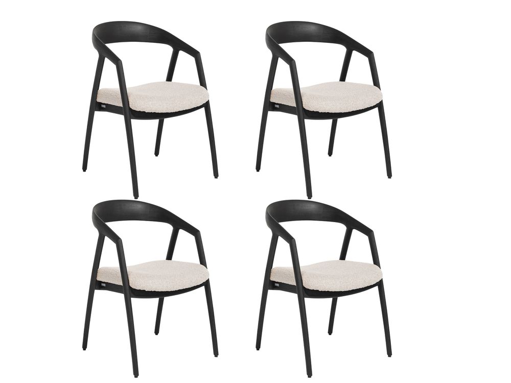 Set van 4 eetkamerstoelen DANTE - Antraciet/Crème C-XOO-309-SET1