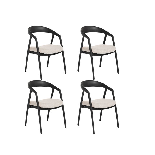 Set van 4 eetkamerstoelen DANTE - Antraciet/Crème