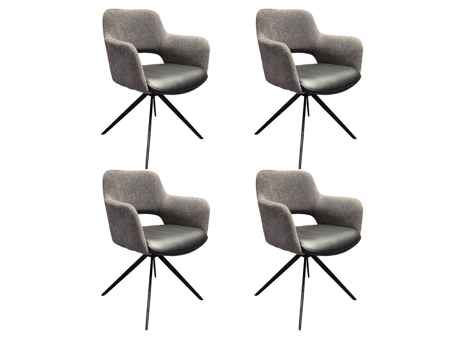 Set van 4 draaibare eetkamerstoelen SLIDE - Grijs/