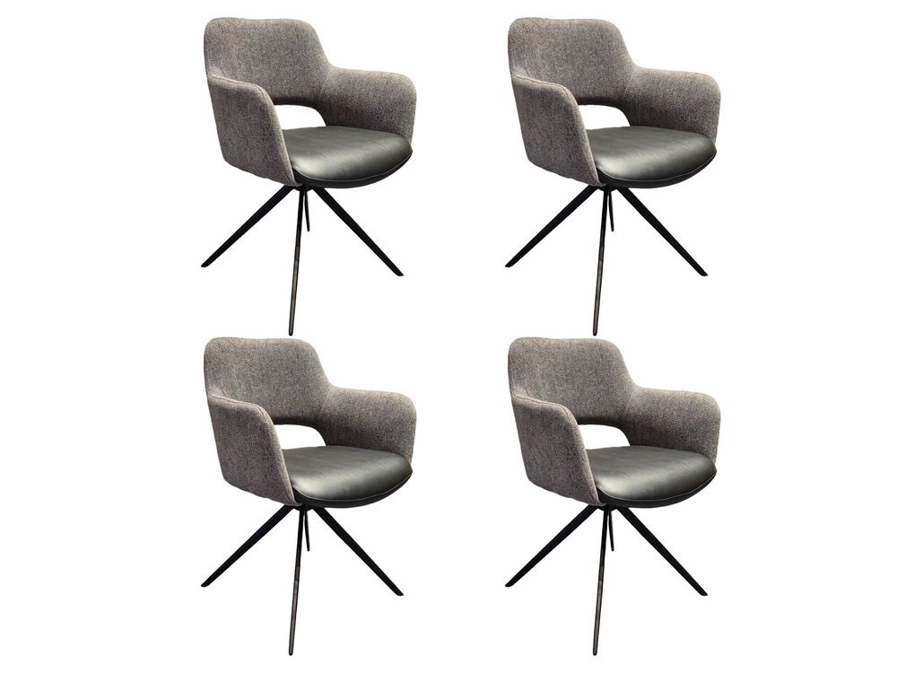 Set van 4 draaibare eetkamerstoelen SLIDE - Grijs/ C-YLI-SL-SET4