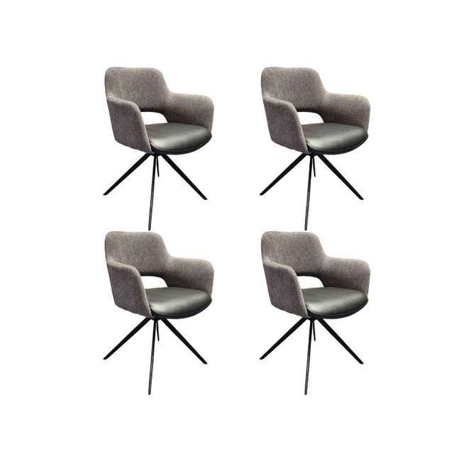 Set van 4 draaibare eetkamerstoelen SLIDE - Grijs/