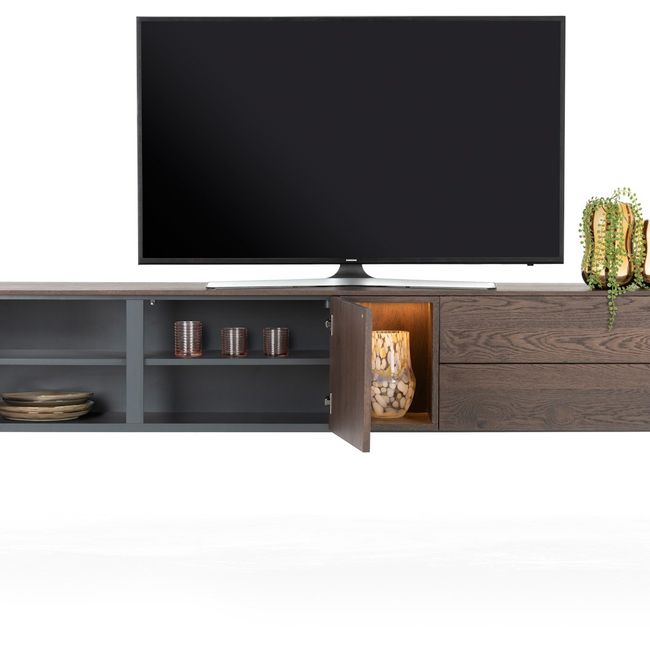 Tv-meubel TRENTON - Donker eikenfineer