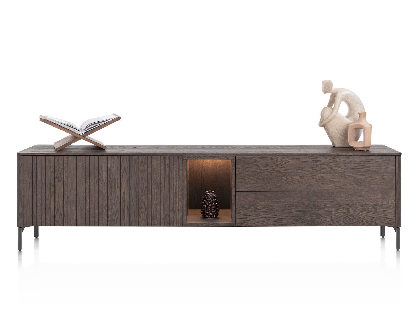 Tv-meubel TRENTON - Donker eikenfineer