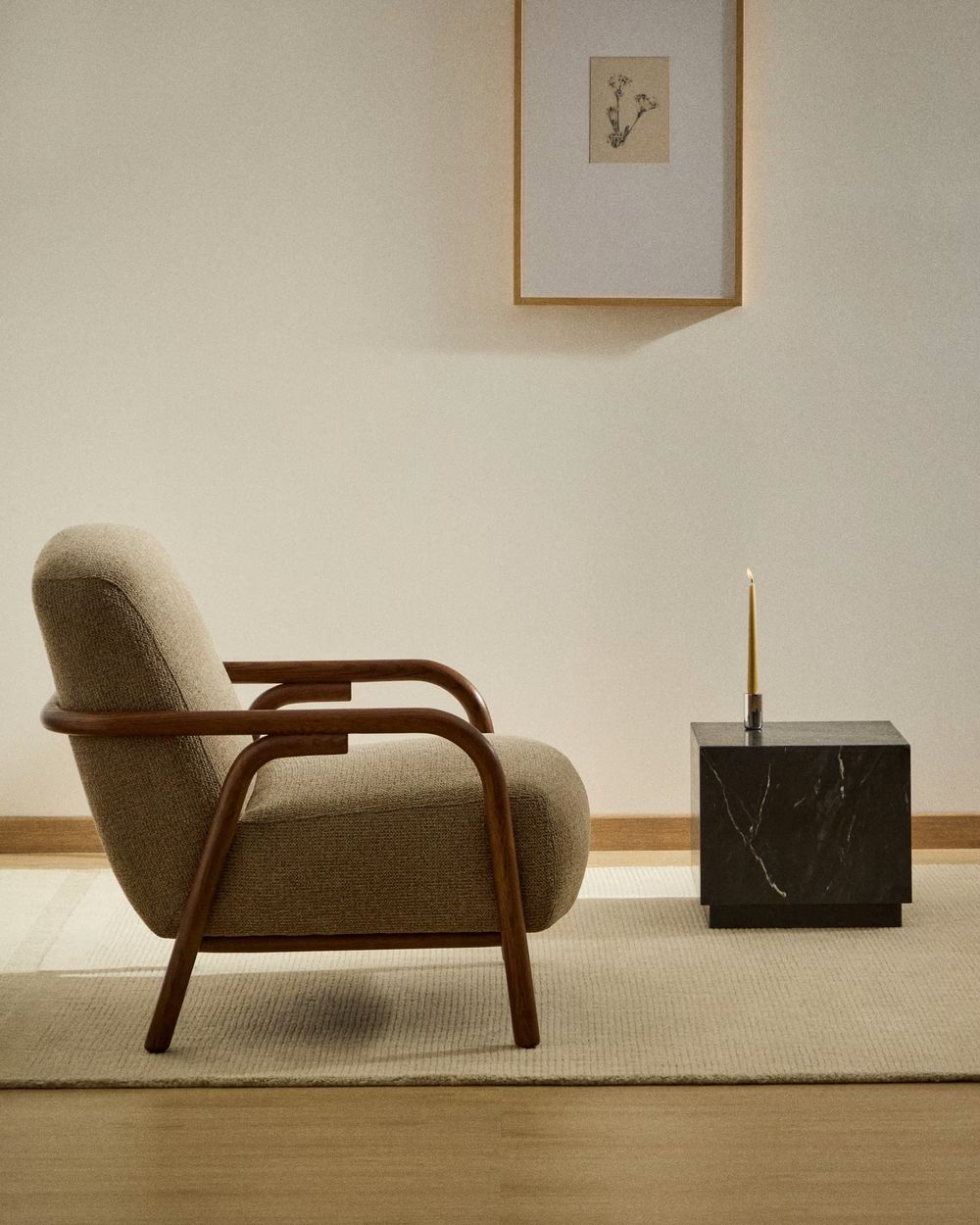 Fauteuil SYLO - Taupe / Massief Essenhout KAV C00204FA11