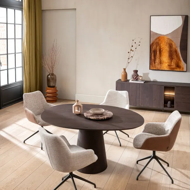 Eetkamertafel TRENTON - Donker eikenfineer