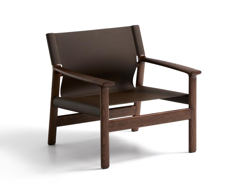 Fauteuil JAN - Donkerbruin Leder / Massief Essenho KAV C00129LE09