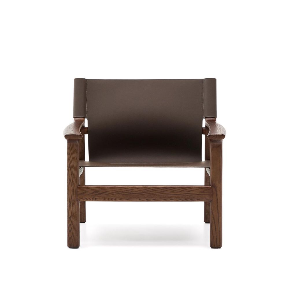 Fauteuil JAN - Donkerbruin Leder / Massief Essenho KAV C00129LE09