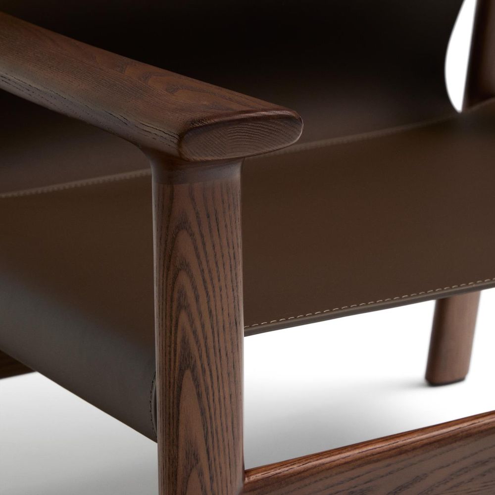 Fauteuil JAN - Donkerbruin Leder / Massief Essenho KAV C00129LE09