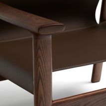 Fauteuil JAN - Donkerbruin Leder / Massief Essenho KAV C00129LE09