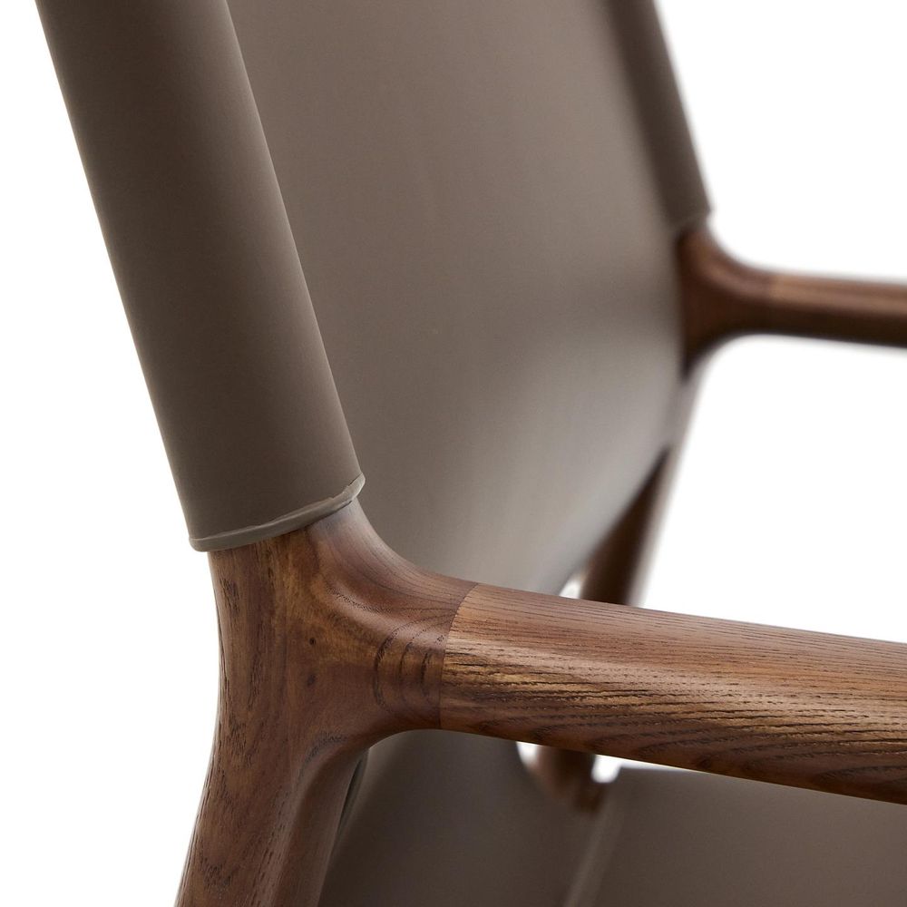 Fauteuil JAN - Donkerbruin Leder / Massief Essenho KAV C00129LE09