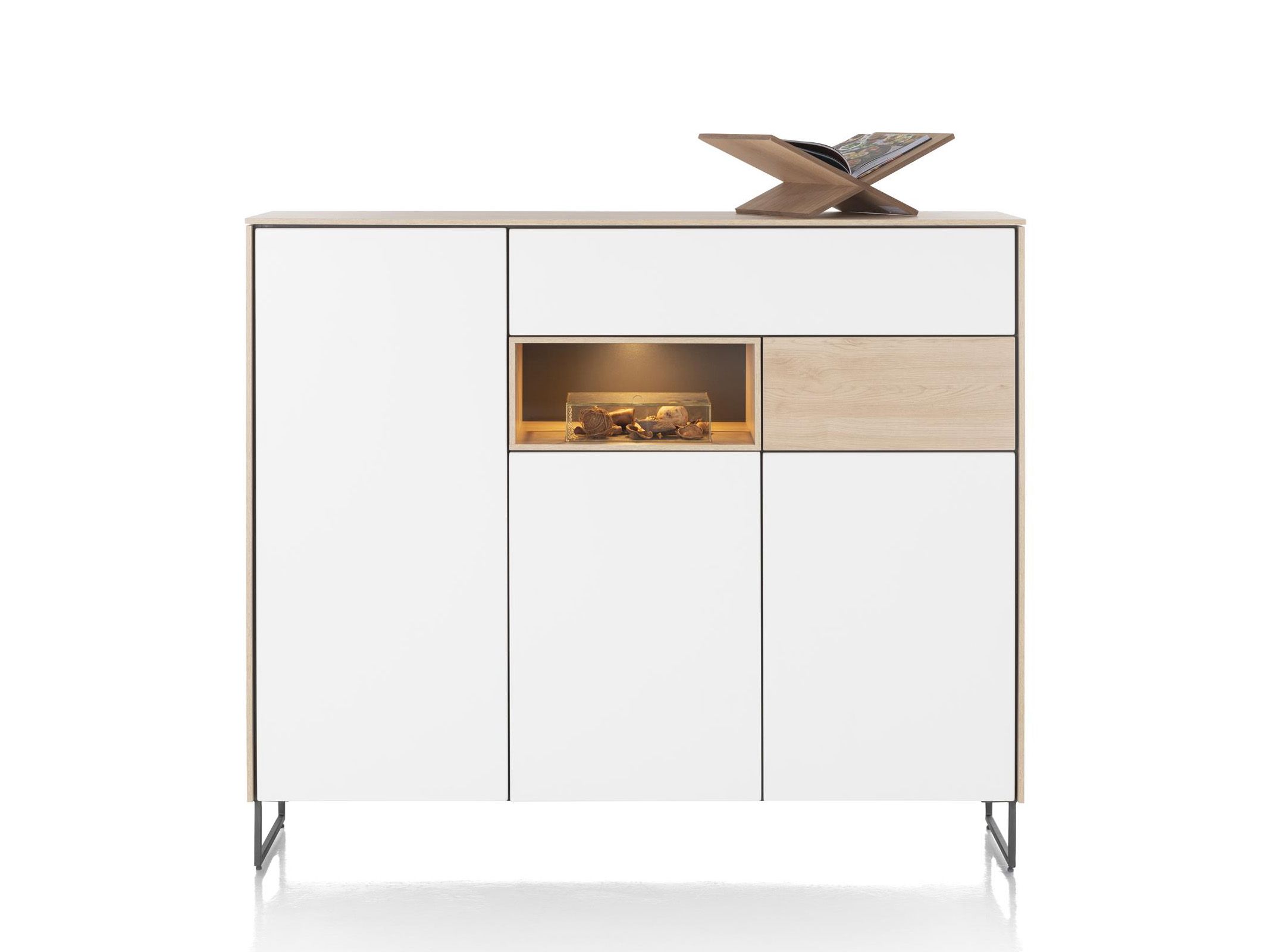 Wandkast LINDFIELD - Wit/Eikenlook