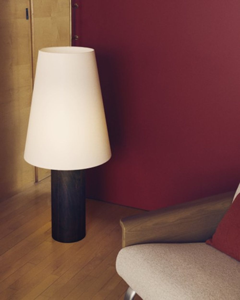 Vloerlamp MARGA - Donker rubberhout/Linnen KAV L0200027MM09