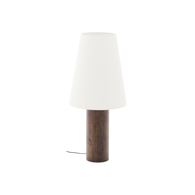 Vloerlamp MARGA - Naturel rubberhout/Linnen