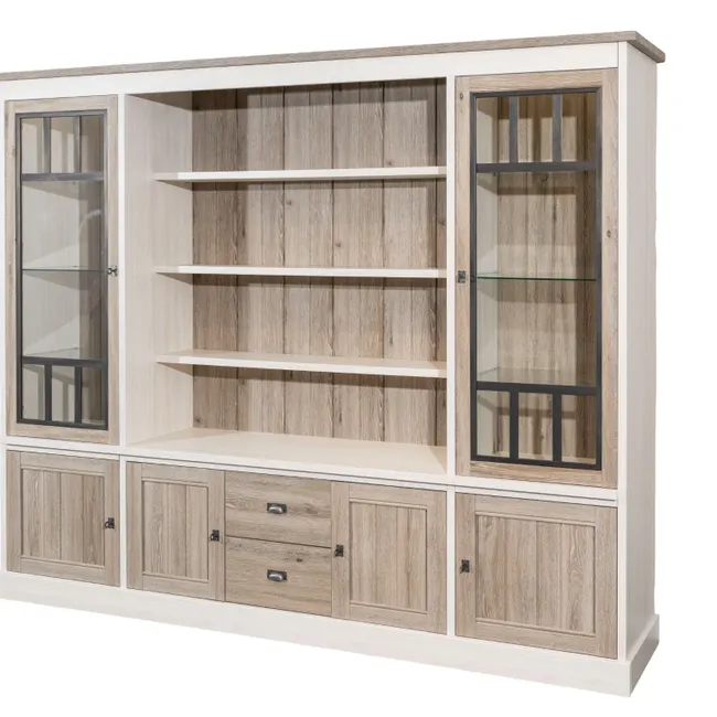 Vitrinekast YORK - Lariks / Crystal oak light