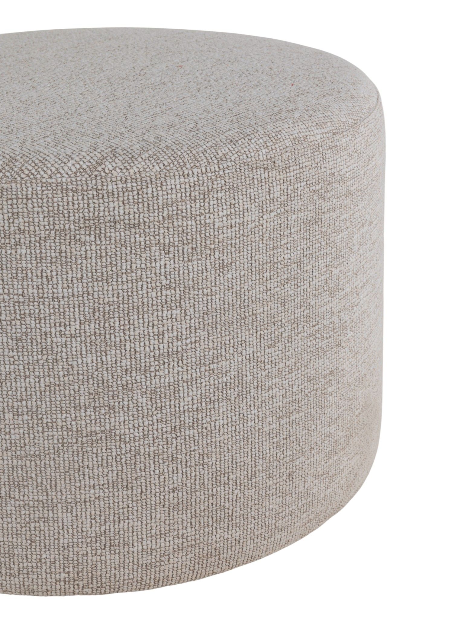 Voetbank LUMO van beige stof met subtiele textuur.