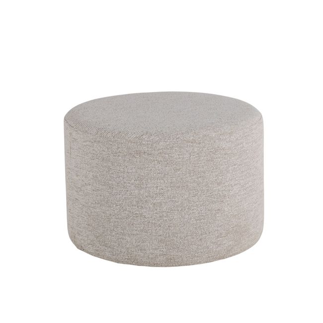Voetbank LUMO van beige stof met subtiele textuur.