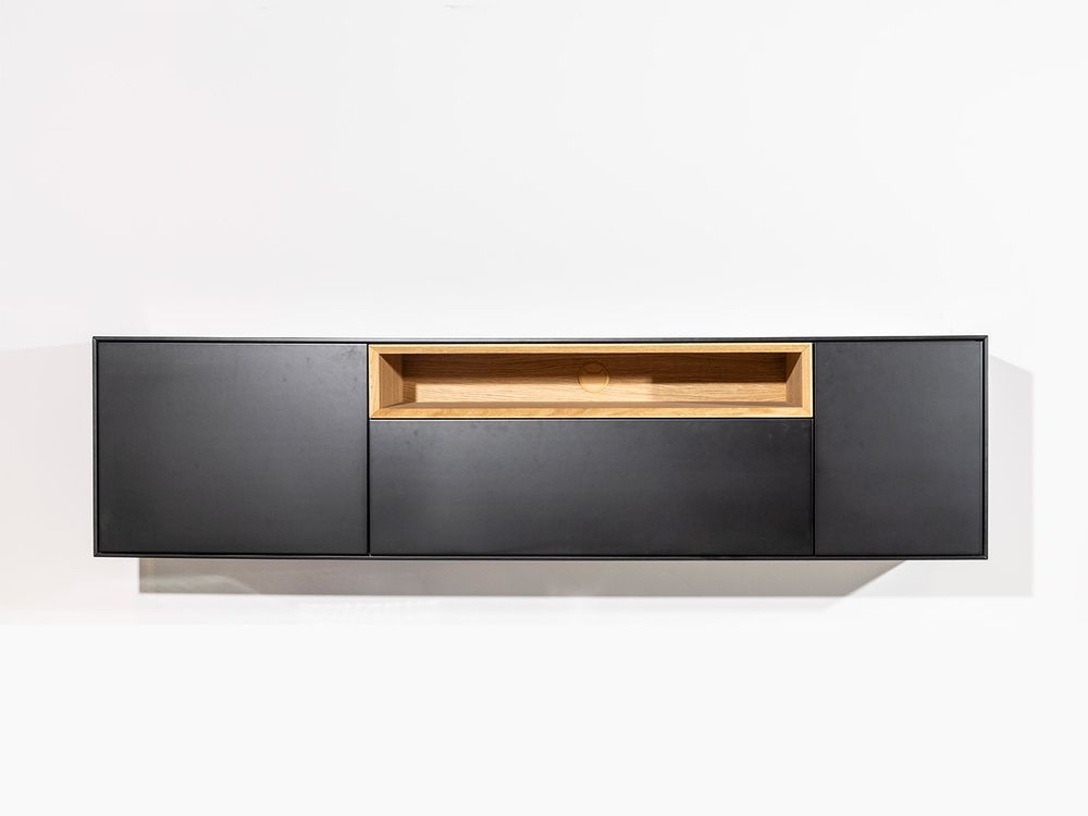 Hangend tv-meubel ALPHA - Zwart/Eik ARR-1-001