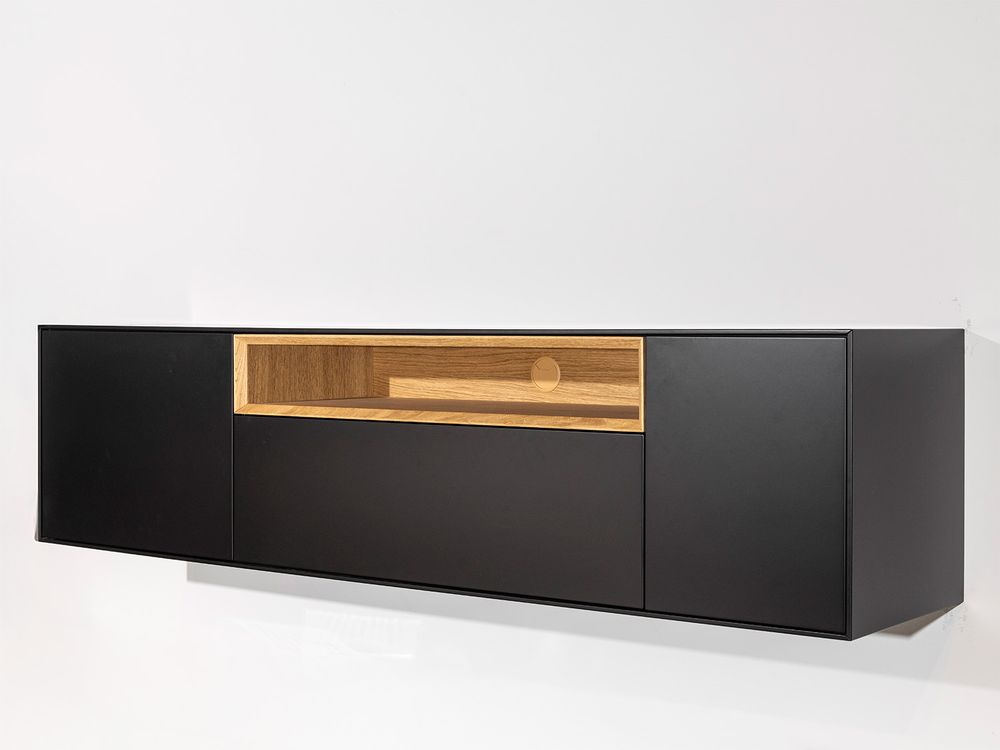 Hangend tv-meubel ALPHA - Zwart/Eik ARR-1-001