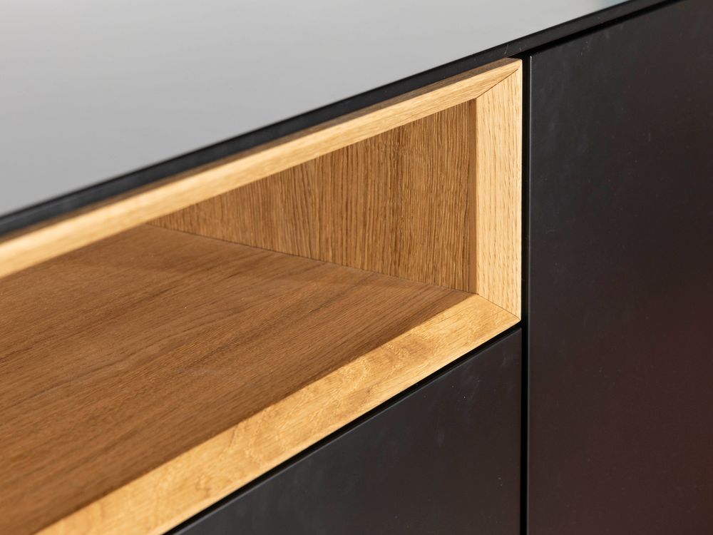 Hangend tv-meubel ALPHA - Zwart/Eik ARR-1-001