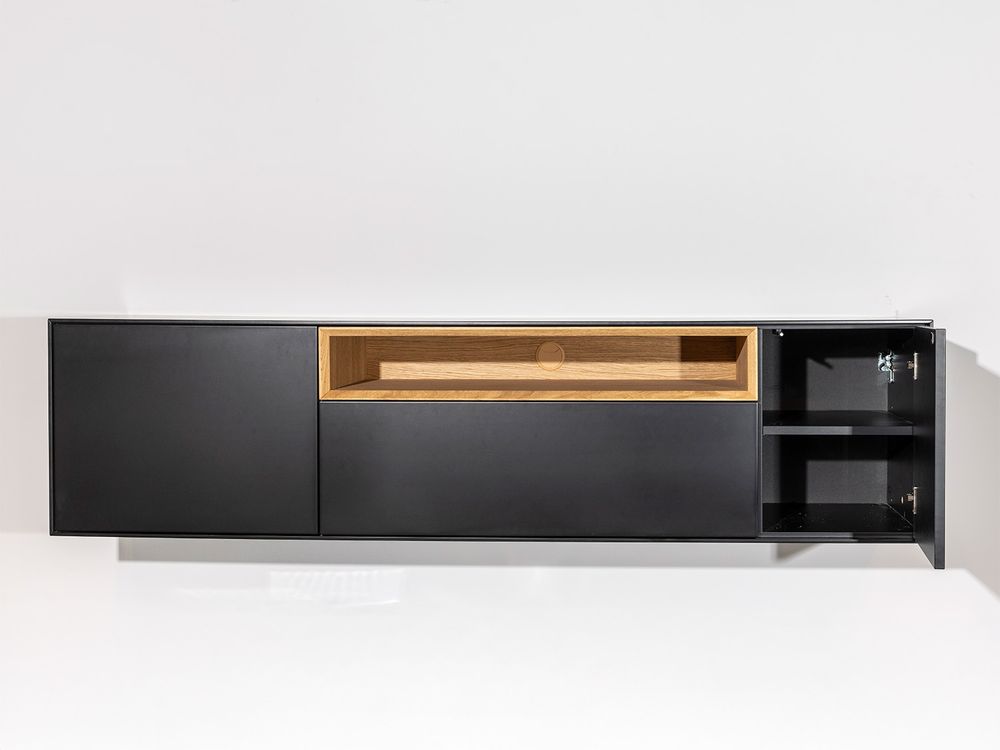 Hangend tv-meubel ALPHA - Zwart/Eik ARR-1-001