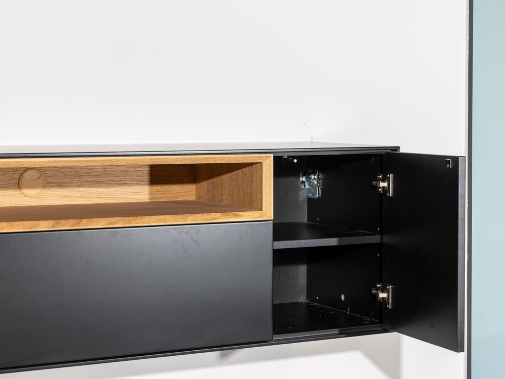 Hangend tv-meubel ALPHA - Zwart/Eik ARR-1-001