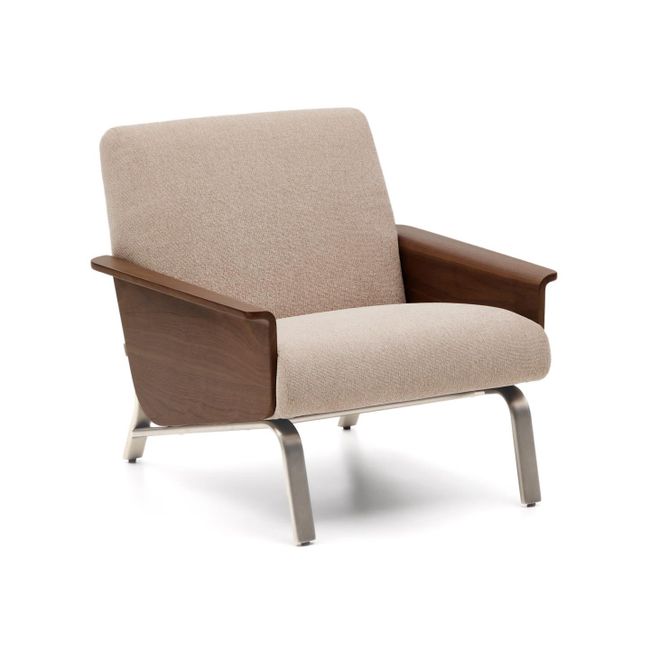 Fauteuil AMSEN - Lichtbruin/Walnoot