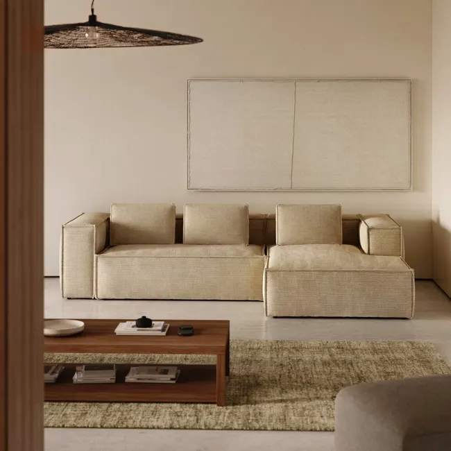 Hoekzetel BLOK - Ecru ribfluweel