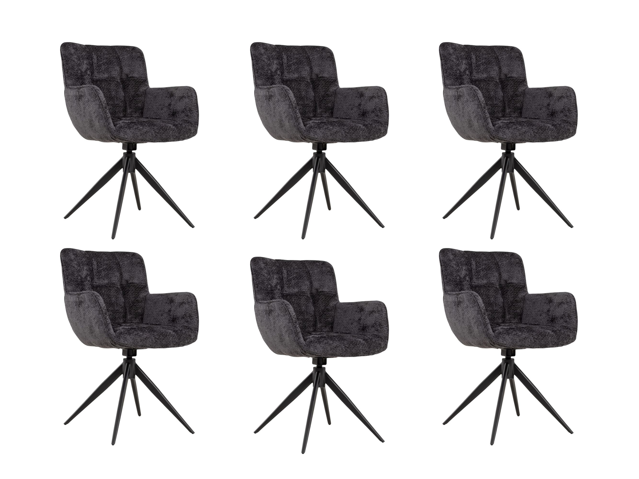 Set van 6 draaibare armstoellen REECE - Antraciet