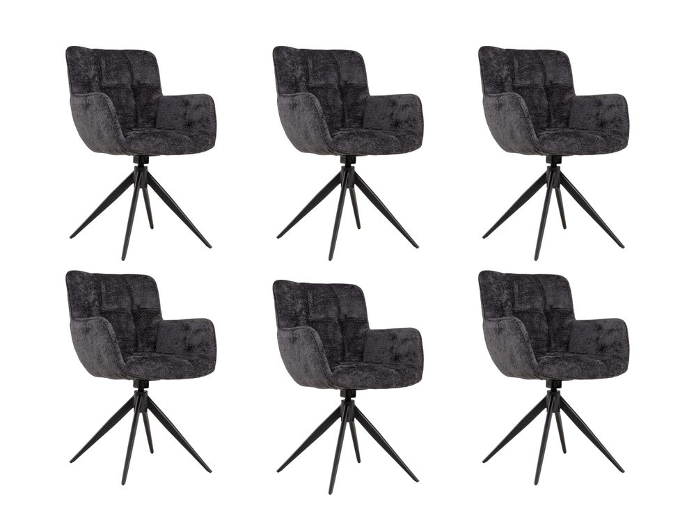Set van 6 draaibare armstoellen REECE - Antraciet C-MXF-280-SET1