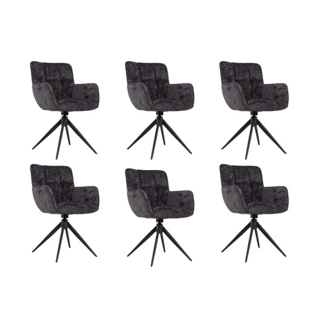 Set van 6 draaibare armstoellen REECE - Antraciet