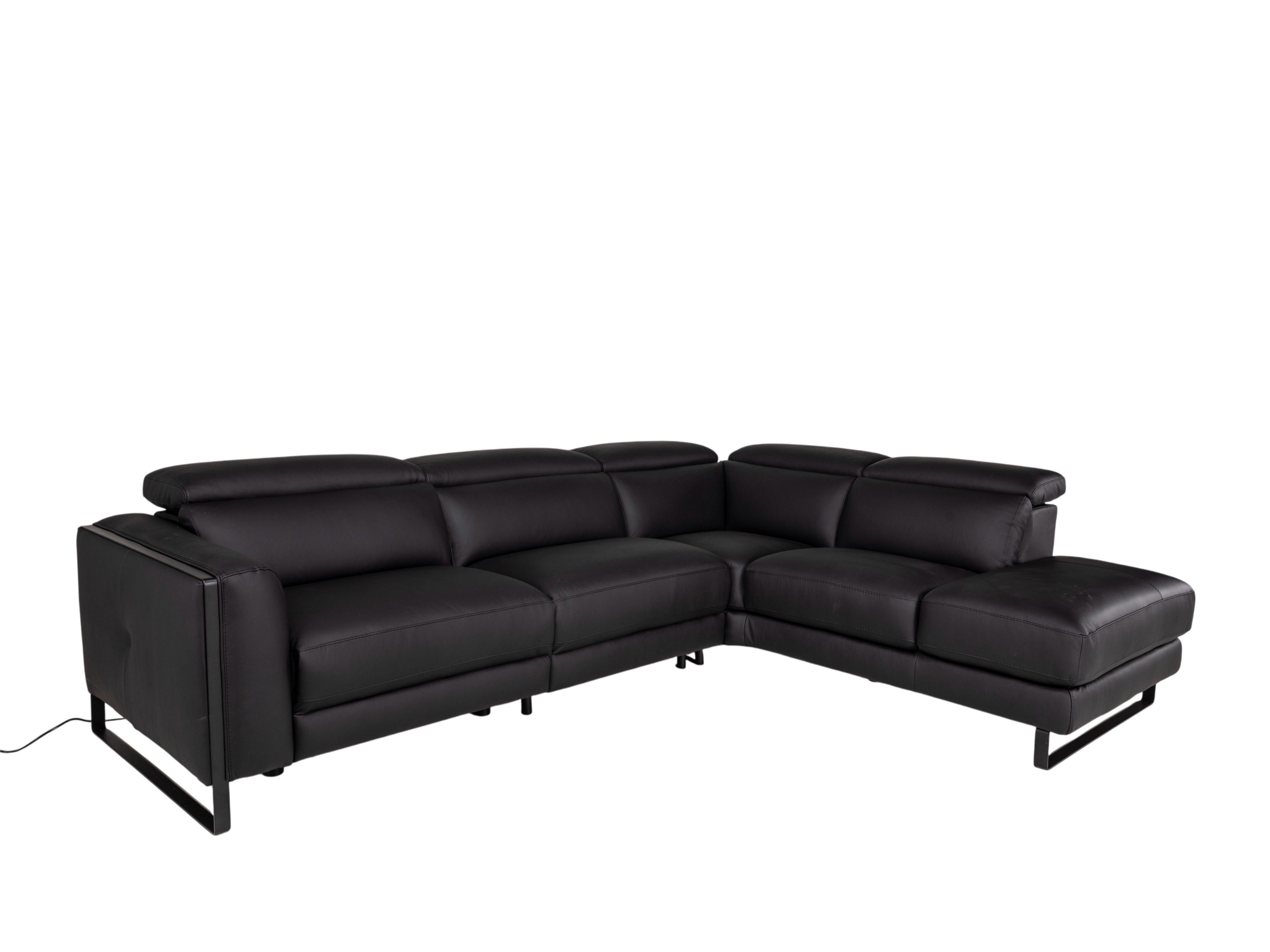 Hoekzetel BRADLEY - Zwart leder