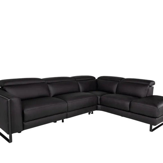 Hoekzetel BRADLEY - Zwart leder