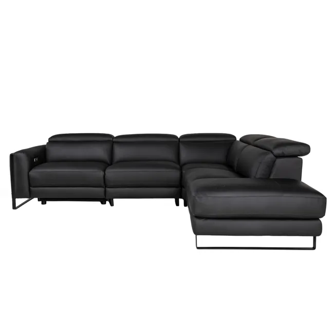 Hoekzetel BRADLEY - Zwart leder