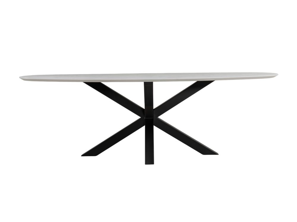Eetkamertafel CARRARO - Wit marmerlook C-KOM-1109-923