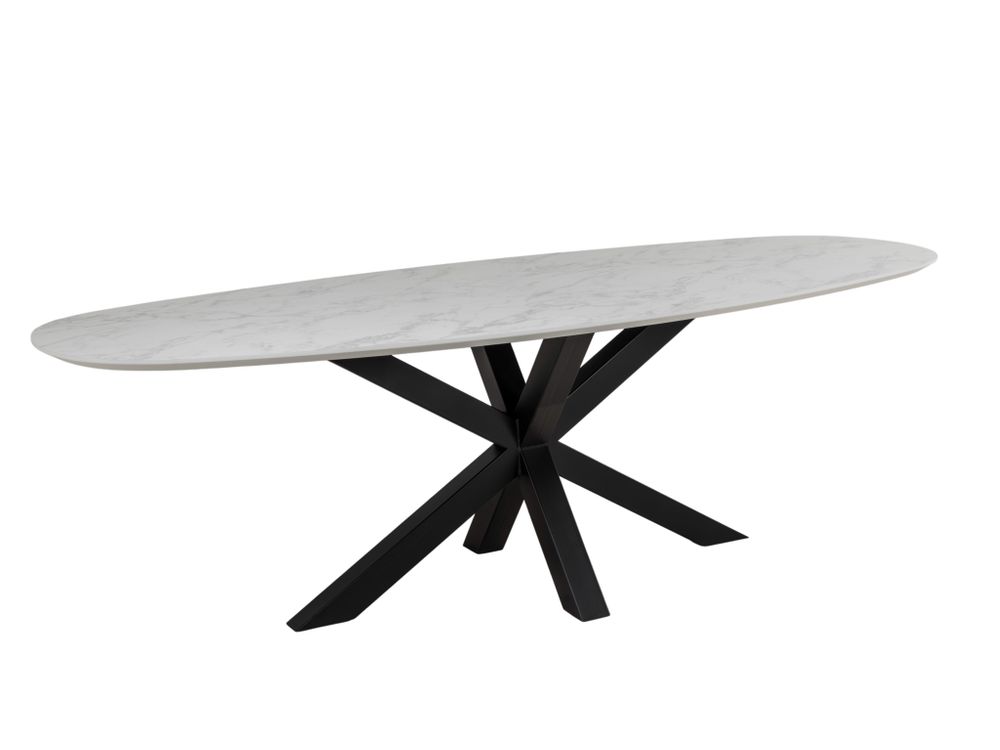 Eetkamertafel CARRARO - Wit marmerlook C-KOM-1109-923