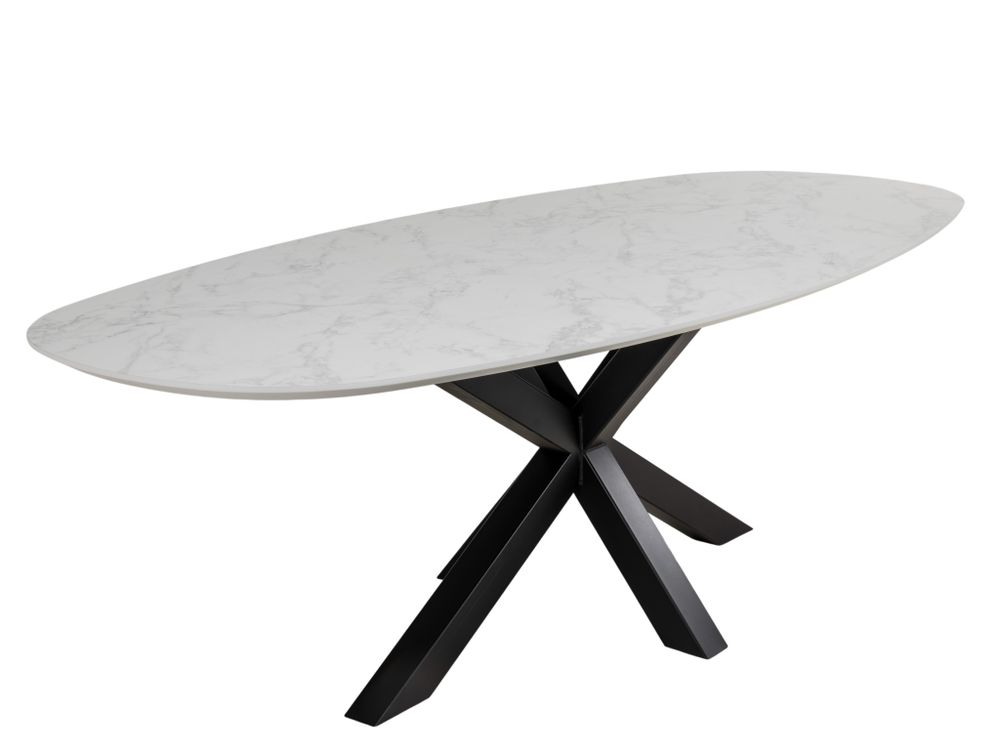 Eetkamertafel CARRARO - Wit marmerlook C-KOM-1109-923