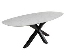 Eetkamertafel CARRARO - Wit marmerlook C-KOM-1109-923