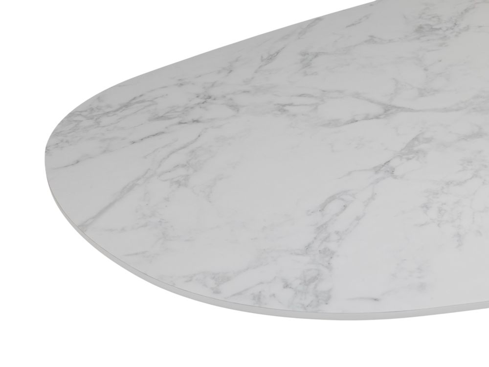 Eetkamertafel CARRARO - Wit marmerlook C-KOM-1109-923