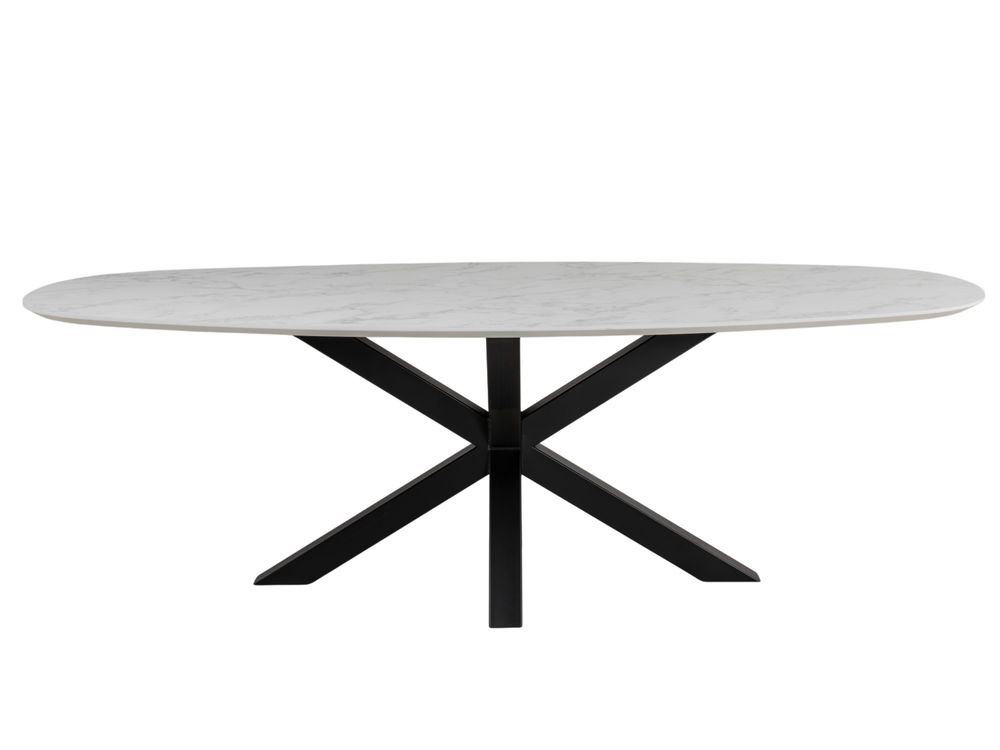 Eetkamertafel CARRARO - Wit marmerlook C-KOM-1109-923
